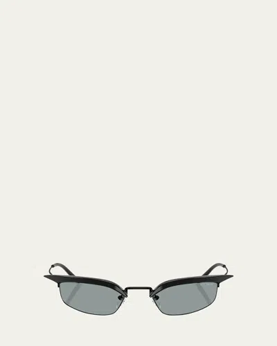 Prada B50s Rectangle Metal Sunglasses In Black