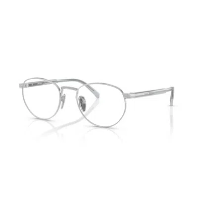 Prada B52v Vista Silver Metal Frame Eyeglasses In White