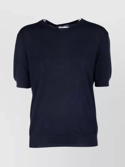 Prada Back Keyhole Knitwear Round Neck Short Sleeves