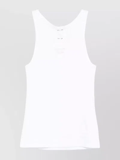 Prada Back Lace-up Scoop Neck Sleeveless Top In White