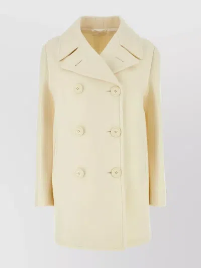 Prada Ivory Wool Blend Coat In Neutral