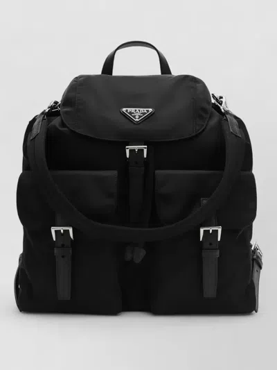 Prada Backpack Adjustable Straps Front Pockets Handle In Black