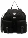 Prada Black Re-nylon And Saffiano Backpack With Pouch Women In Black