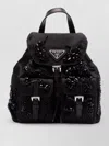 Prada Backpack Bead Embellishment Chain-link Shoulder Strap In Black