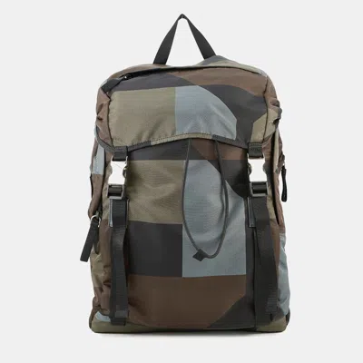 Pre-owned Prada Backpack Khaki/multicolor Nylon