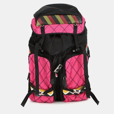 Pre-owned Prada Backpack Pink/black Nylon
