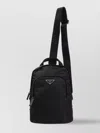 Prada Logo Re-nylon And Saffiano Leather Backpack In Black