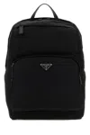 Prada Re-nylon Triangle Logo Backpack In Black