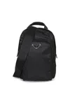 Prada Logo Re-nylon And Saffiano Leather Backpack In Black