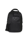 Prada Logo Re-nylon And Saffiano Leather Backpack In Black