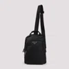 Prada Logo Re-nylon And Saffiano Leather Backpack In Black