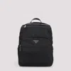 Prada Re-nylon Triangle Logo Backpack In Black