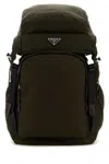 Prada Olive Green Canvas Backpack In Purple