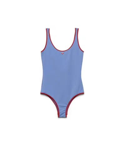 Prada Jersey One-piece Swimsuit In Blue