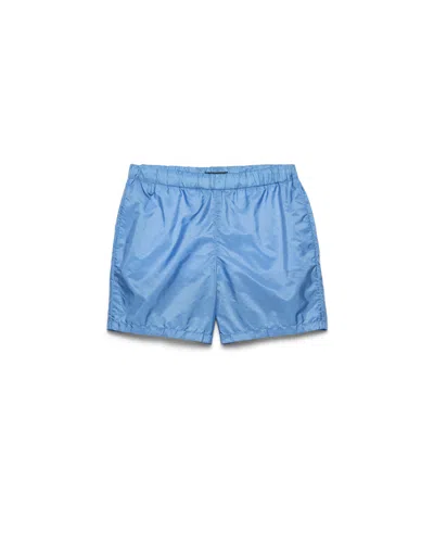 Prada Men's Re-nylon Swim Trunks In Blue