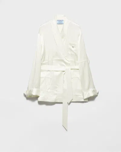 Prada Bademantel Aus Seide In White