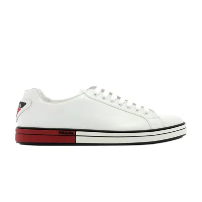 Pre-owned Prada Badge Leather 'white Red' | Men's Size 6