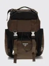 Prada Renylon Backpack Featuring Practical Side Pockets In Brown
