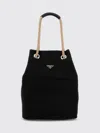 Prada Nylon Shopping Bag With Rope Handles In Black