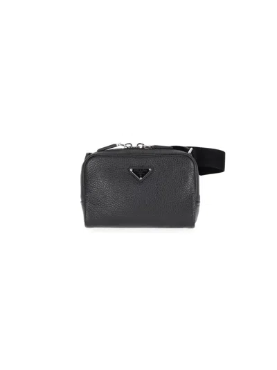 Prada Brique Saffiano Leather Bag In Black