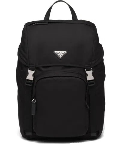 Prada Re-nylon And Saffiano Leather Backpack In Black
