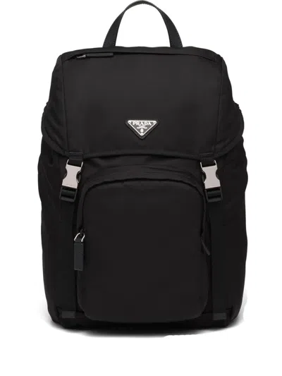 Prada Re-nylon And Saffiano Leather Backpack In Black