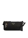 Prada Small Re-nylon And Leather Shoulder Bag With Padlock In Black