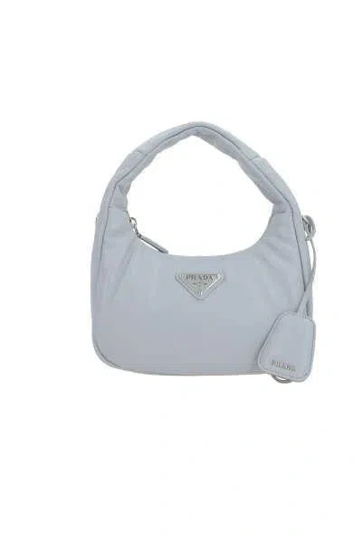 Prada Mini Leather Top Handle Bag In Blue