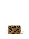 Prada Leopard Print Logo Crossbody Bag In Brown