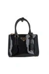 Prada Galleria Mini Patent Top-handle Bag In Black