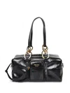 Prada Leather Handbag With Double Handles And Front Pocket In Black