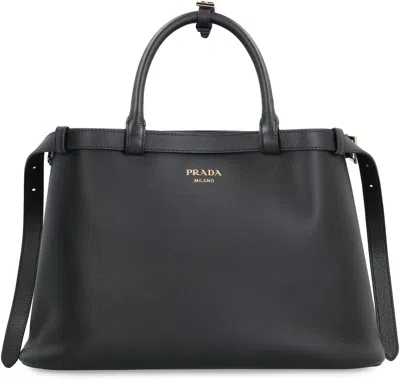 Prada Black Leather Small Buckle Bag With Belt Women In Brown