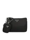 Prada Mens Black Re-nylon Leather And Recycled-nylon Shoulder Bag In Black