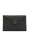Prada Saffiano Leather Envelope Clutch In Black