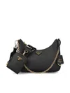 Prada 2005 Re-edition Saffiano Leather Shoulder Bag In Black