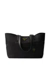 Prada Re-edition 1978 Medium Re-nylon And Saffiano Leather Tote Bags In Black