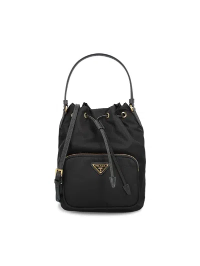 Prada Contemporary Re-nylon Bucket Bag Design In Black