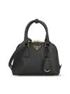 Prada Mini Promenade Leather Top Handle Bag In Black