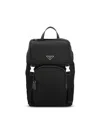 Prada Backpack In Re-nylon And Saffiano Leather In Black