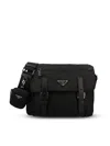 Prada Black Re-nylon Messenger Bag In Black