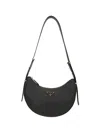 Prada Leather Shoulder Bag Curved Shape Strap In Black