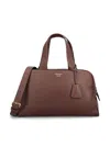 Prada Large Leather Satchel Bag In Brown