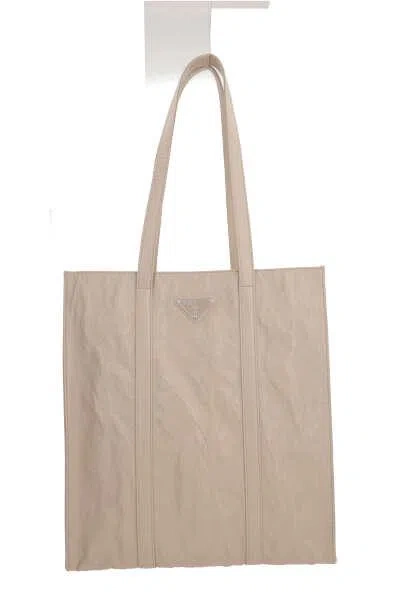 Prada Nappa-leather Tote Bag In White