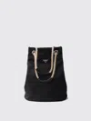 Prada Nylon Shopping Bag With Rope Handles In Black