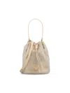 Prada Crystal-embellished Drawstring Bucket Bag In Nude