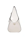 Prada Triangle-logo Leather Shoulder Bag In White
