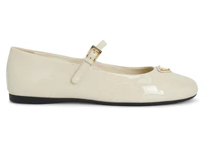 Pre-owned Prada Ballerina Flat (women's) Sneakers In Ivory In White