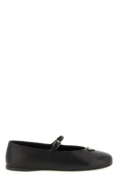 Prada Ballerina Nappa Logo Triangolo In Black