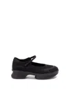 Prada Mesh Upper Round Toe Rubber Sole Ballerinas In Black