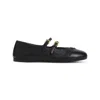 Prada Black Lamb Leather Ballerinas With Decorative Straps